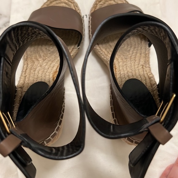 Celine Leather Ankle Wrap Espadrilles Wedge 39 - Picture 10 of 12